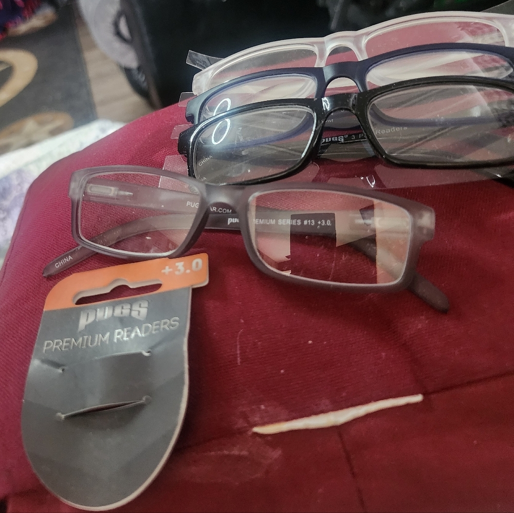 4 Pair Pugs Reading Glasses